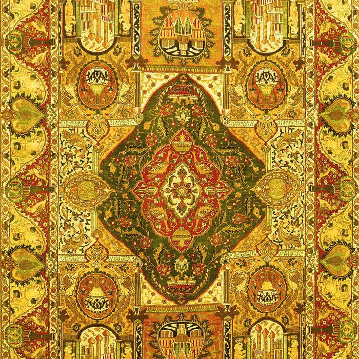 Machine Washable Animal Yellow Traditional Rug, wshtr272yw