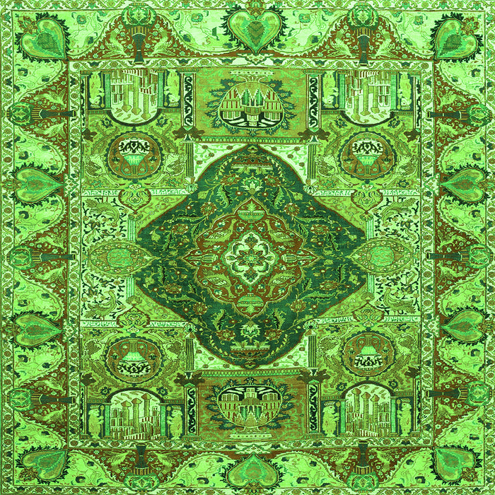 Round Machine Washable Animal Green Traditional Area Rugs, wshtr272grn