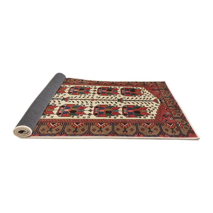 Sideview of Traditional Saffron Red Persian Rug, tr273