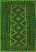 Serging Thickness of Machine Washable Southwestern Green Country Area Rugs, wshtr2730grn