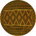 Round Southwestern Yellow Country Rug, tr2730yw