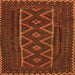 Round Machine Washable Southwestern Orange Country Area Rugs, wshtr2730org