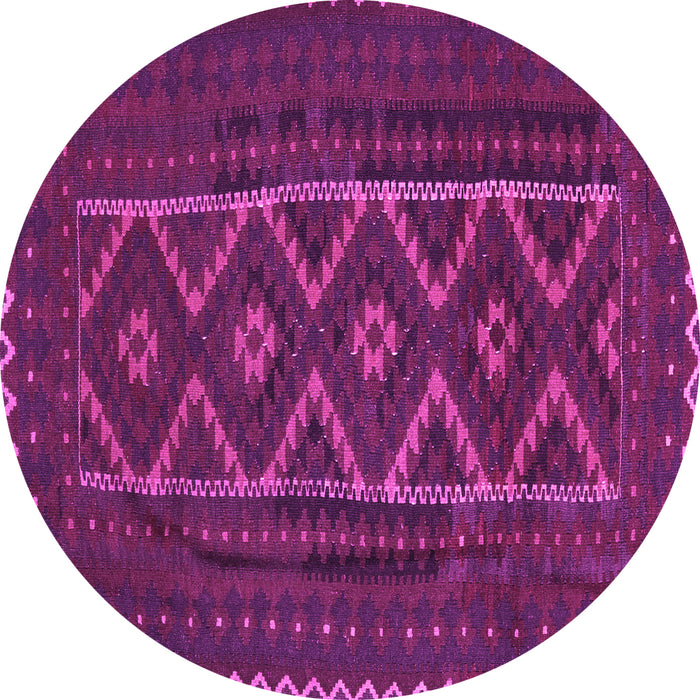 Round Machine Washable Southwestern Pink Country Rug, wshtr2730pnk