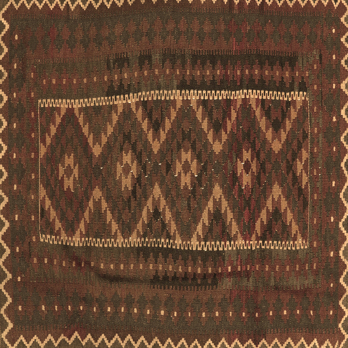 Square Machine Washable Southwestern Brown Country Rug, wshtr2730brn