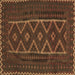 Square Machine Washable Southwestern Brown Country Rug, wshtr2730brn