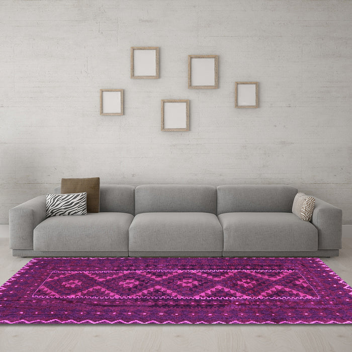 Machine Washable Southwestern Pink Country Rug in a Living Room, wshtr2730pnk