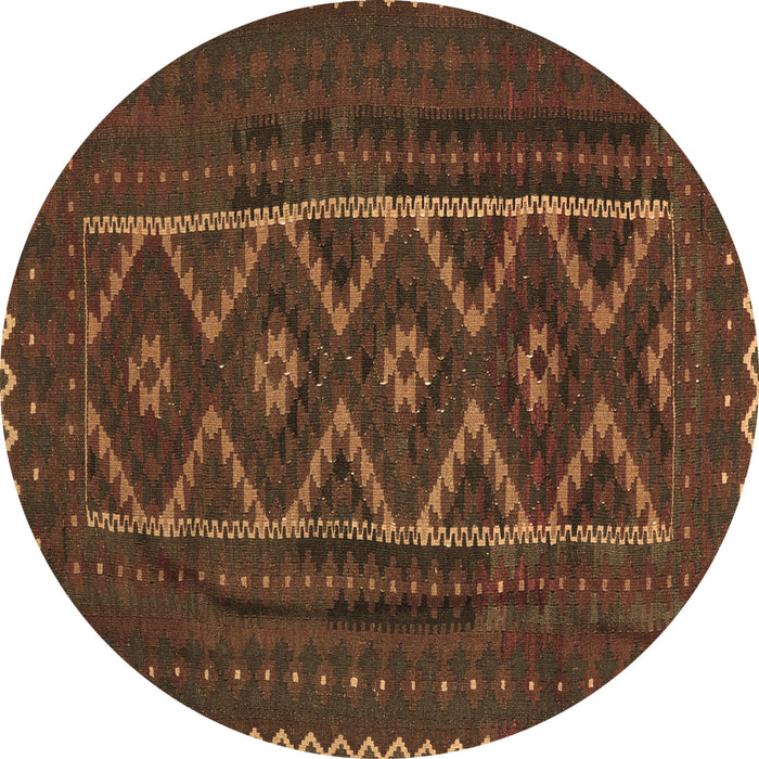 Round Southwestern Brown Country Rug, tr2730brn