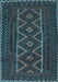 Machine Washable Southwestern Light Blue Country Rug, wshtr2730lblu