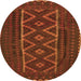 Machine Washable Southwestern Orange Country Area Rugs, wshtr2730org