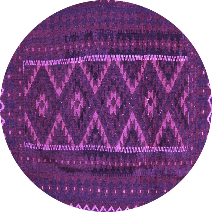 Round Machine Washable Southwestern Purple Country Area Rugs, wshtr2730pur
