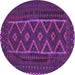 Round Machine Washable Southwestern Purple Country Area Rugs, wshtr2730pur