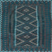 Square Southwestern Light Blue Country Rug, tr2730lblu