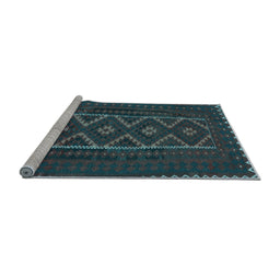 Sideview of Machine Washable Southwestern Light Blue Country Rug, wshtr2730lblu