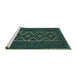 Sideview of Machine Washable Southwestern Turquoise Country Area Rugs, wshtr2730turq