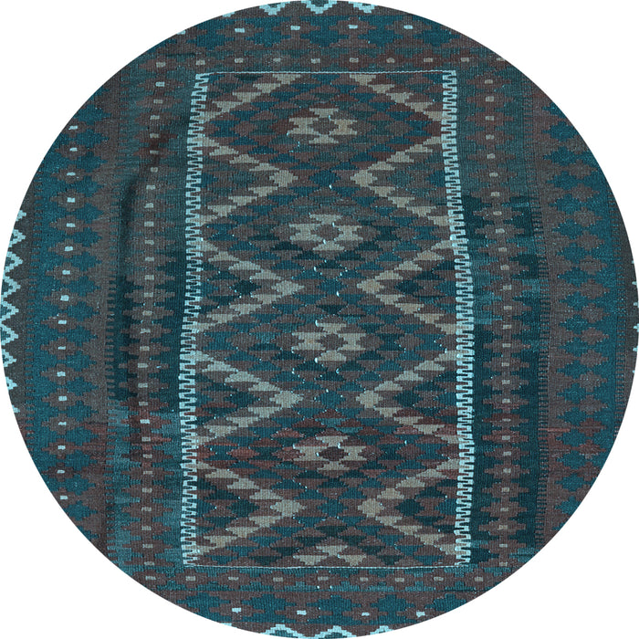 Round Southwestern Light Blue Country Rug, tr2730lblu