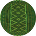 Square Southwestern Green Country Rug, tr2730grn