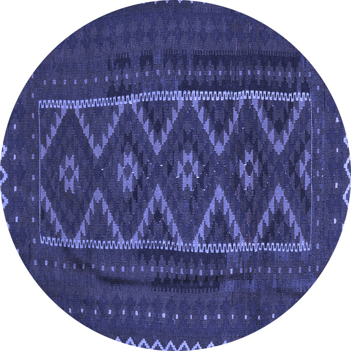 Round Southwestern Blue Country Rug, tr2730blu