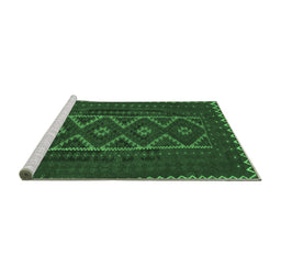 Sideview of Machine Washable Southwestern Emerald Green Country Area Rugs, wshtr2730emgrn