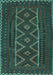 Machine Washable Southwestern Turquoise Country Area Rugs, wshtr2730turq