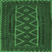 Square Machine Washable Southwestern Emerald Green Country Area Rugs, wshtr2730emgrn