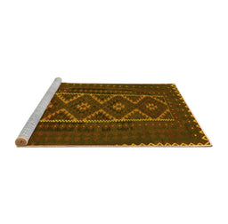 Sideview of Machine Washable Southwestern Yellow Country Rug, wshtr2730yw