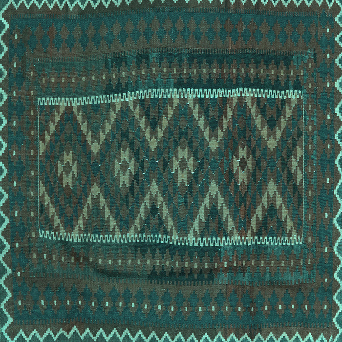 Square Southwestern Turquoise Country Rug, tr2730turq