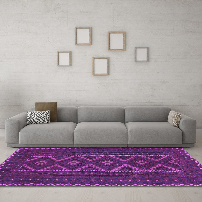 Machine Washable Southwestern Purple Country Area Rugs in a Living Room, wshtr2730pur