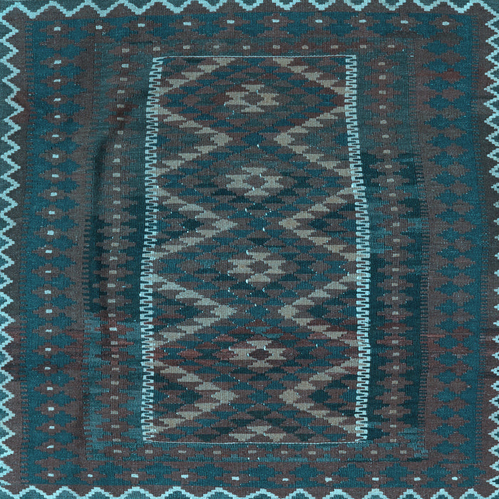 Square Machine Washable Southwestern Light Blue Country Rug, wshtr2730lblu