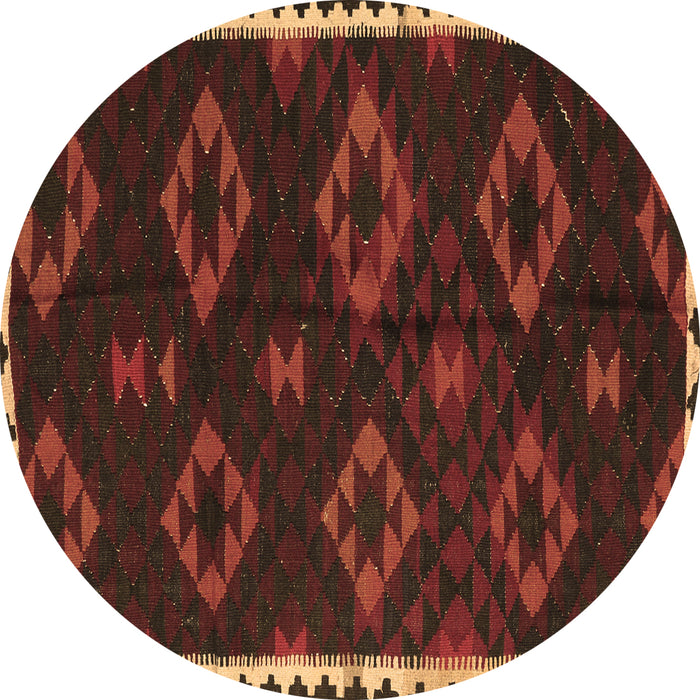 Round Machine Washable Southwestern Brown Country Rug, wshtr2731brn