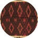 Round Machine Washable Southwestern Brown Country Rug, wshtr2731brn