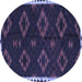 Round Southwestern Blue Country Rug, tr2731blu