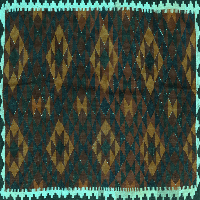 Square Southwestern Turquoise Country Rug, tr2731turq