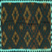 Square Southwestern Turquoise Country Rug, tr2731turq