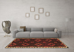 Machine Washable Southwestern Brown Country Rug in a Living Room,, wshtr2731brn