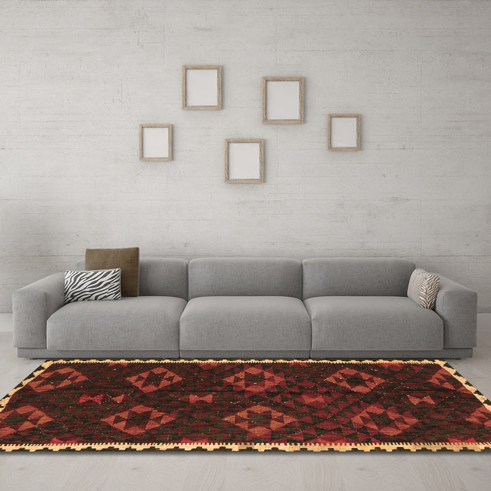 Machine Washable Southwestern Brown Country Rug in a Living Room,, wshtr2731brn