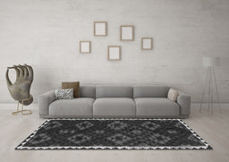 Machine Washable Southwestern Gray Country Rug in a Living Room,, wshtr2731gry