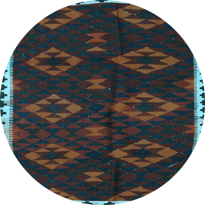 Round Southwestern Light Blue Country Rug, tr2731lblu