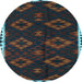 Round Southwestern Light Blue Country Rug, tr2731lblu