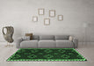 Machine Washable Southwestern Emerald Green Country Area Rugs in a Living Room,, wshtr2731emgrn