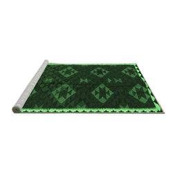 Sideview of Machine Washable Southwestern Emerald Green Country Area Rugs, wshtr2731emgrn