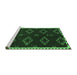 Sideview of Machine Washable Southwestern Emerald Green Country Area Rugs, wshtr2731emgrn