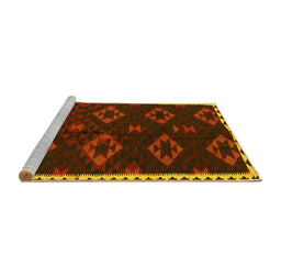 Sideview of Machine Washable Southwestern Yellow Country Rug, wshtr2731yw