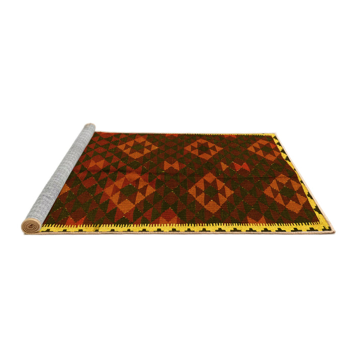 Sideview of Machine Washable Southwestern Yellow Country Rug, wshtr2731yw