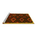 Sideview of Machine Washable Southwestern Yellow Country Rug, wshtr2731yw