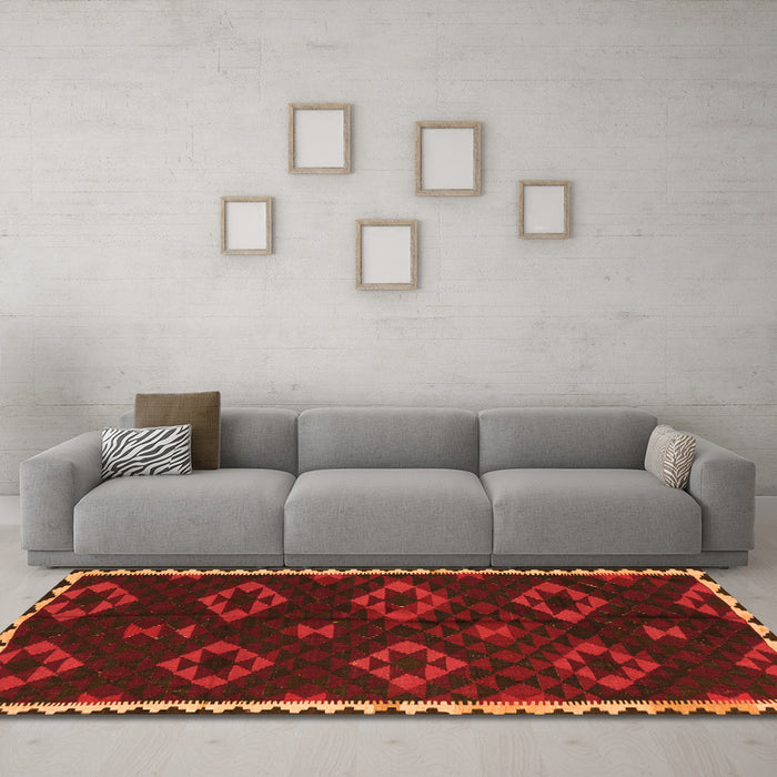 Machine Washable Southwestern Orange Country Area Rugs in a Living Room, wshtr2731org