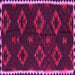 Square Machine Washable Southwestern Pink Country Rug, wshtr2731pnk