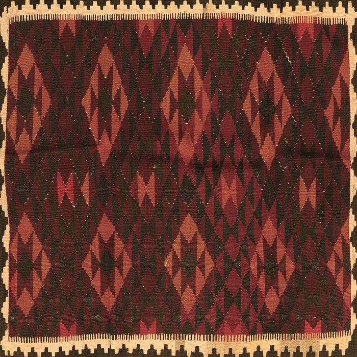 Square Machine Washable Southwestern Brown Country Rug, wshtr2731brn