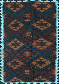 Southwestern Light Blue Country Rug, tr2731lblu