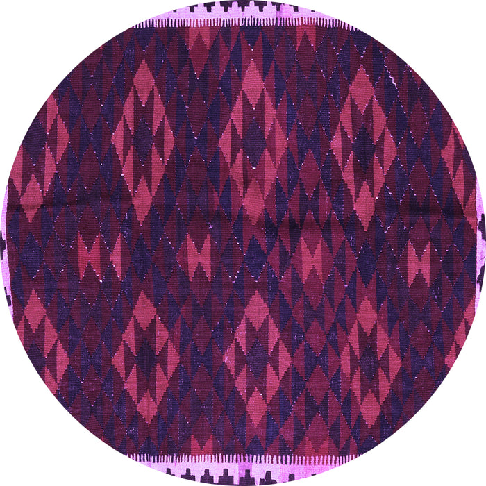 Round Machine Washable Southwestern Purple Country Area Rugs, wshtr2731pur