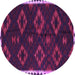 Round Machine Washable Southwestern Purple Country Area Rugs, wshtr2731pur